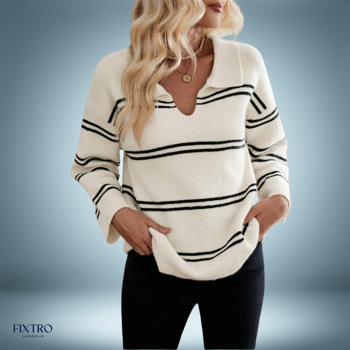 Cozy Charm | Gestreepte Polo Sweater