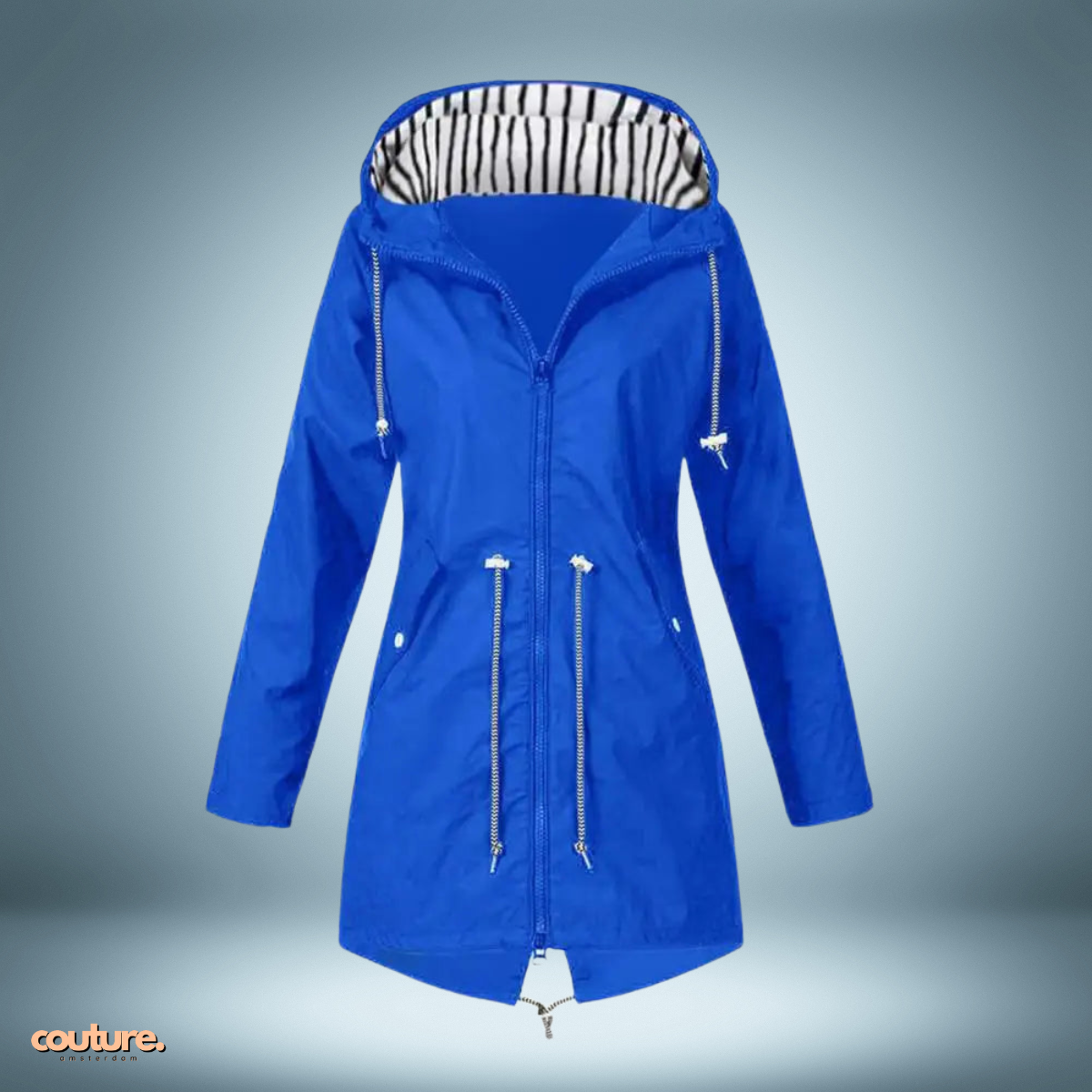 Couture Design - Slim-fit regenjas in blauw