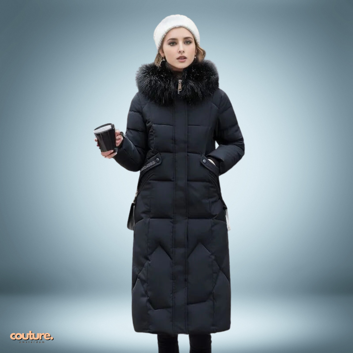 Couture Design - Elegante parka met bontkraag