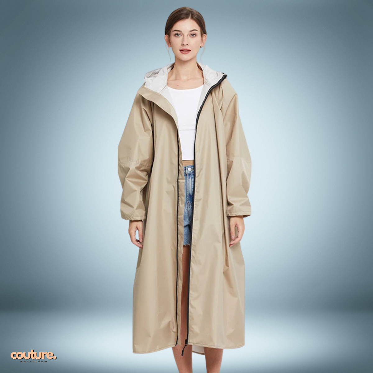 Couture Design - Comfortabele regenparka in beige