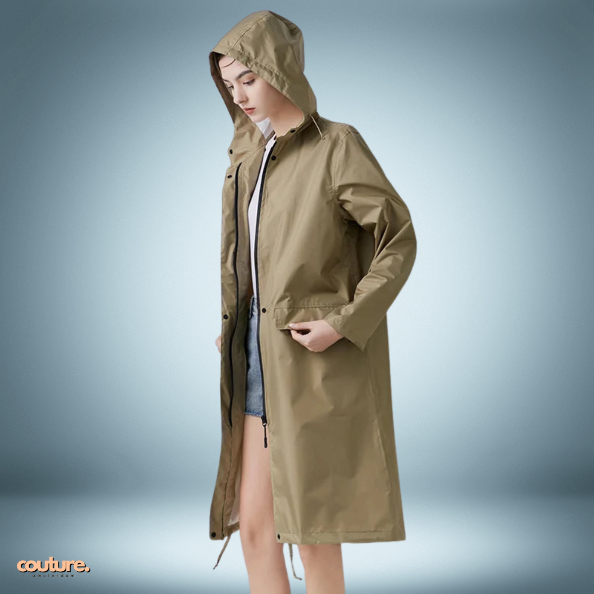 Couture Design - Rubberen regenparka in paars