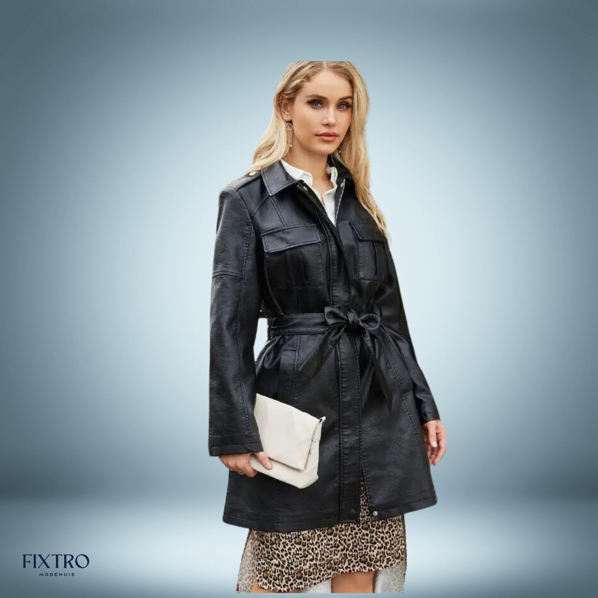 Couture Design - Elegante leren parka in bruin