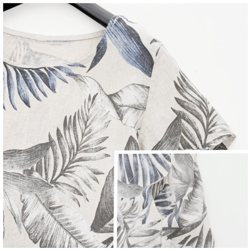 Amber | Ronde hals botanische print damesjurk